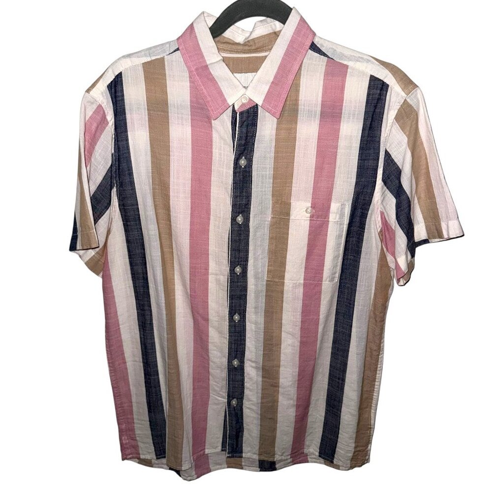 American Eagle Multi-Stripe Short Sleeve Button-Down Shirt